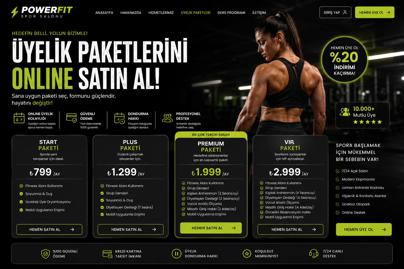 Hazır Spor Salonu Sitesi tasarımı - hazır web sitesi örneği