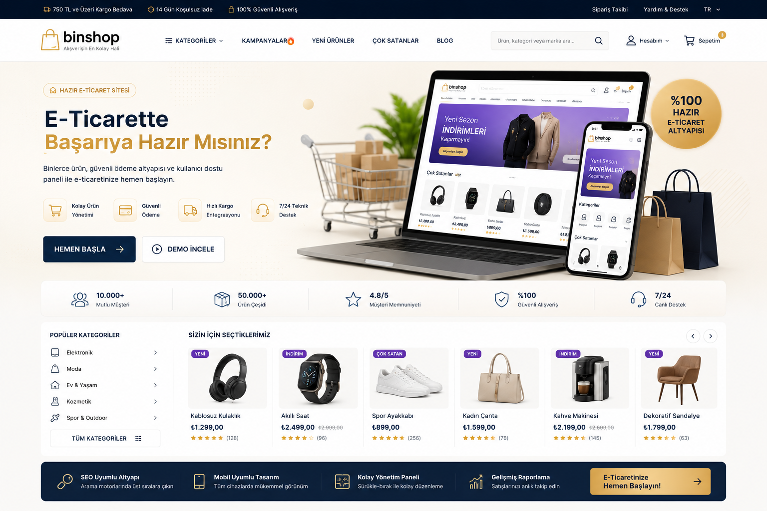 Hazır E-Ticaret Sitesi tasarımı - hazır web sitesi örneği