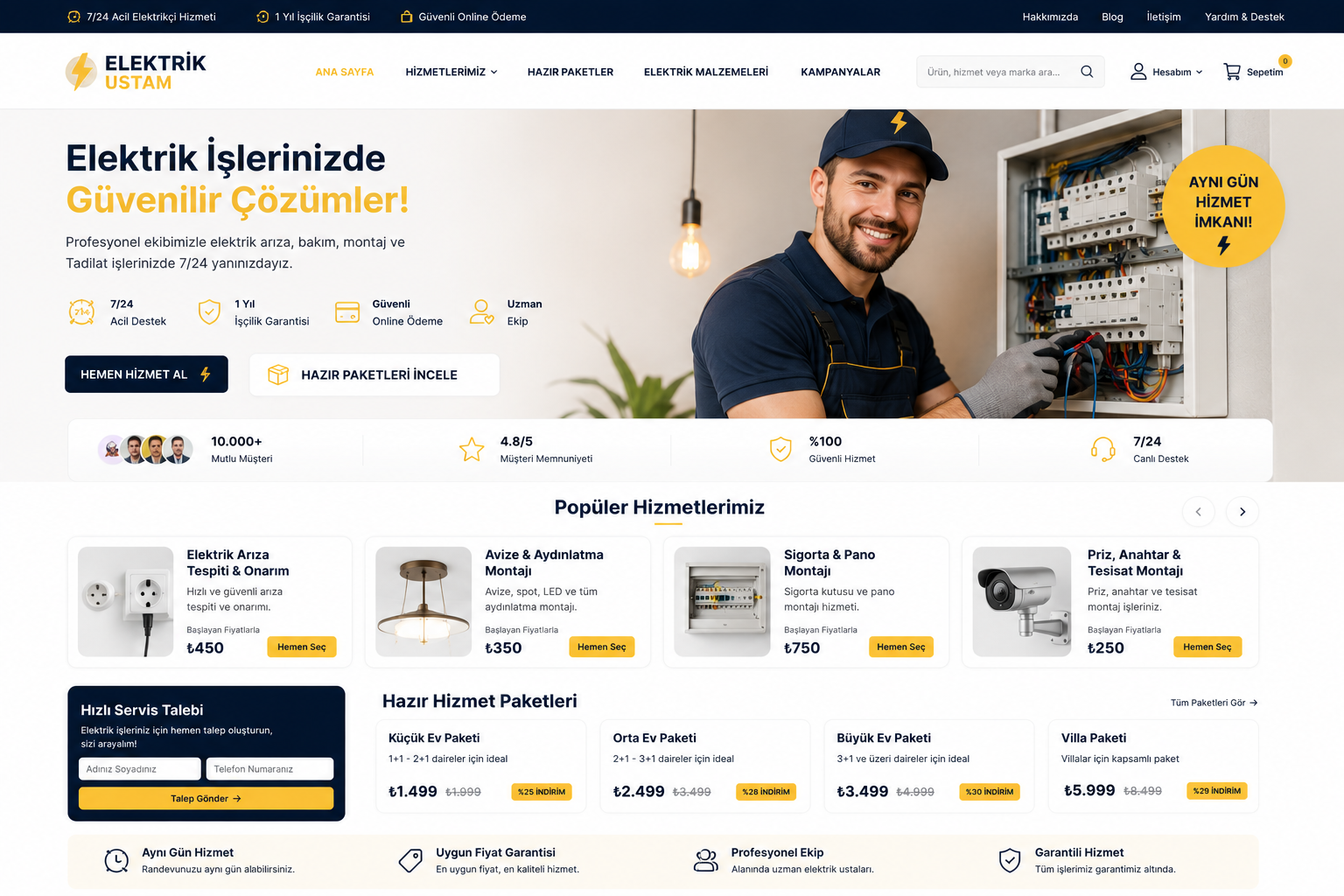 Hazır Elektrikçi Sitesi tasarımı - hazır web sitesi örneği