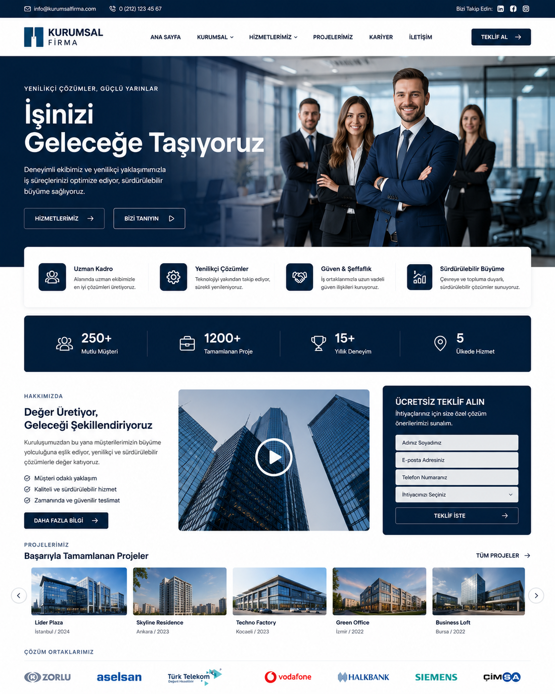 Hazır Kurumsal Firma Sitesi tasarımı - hazır web sitesi örneği