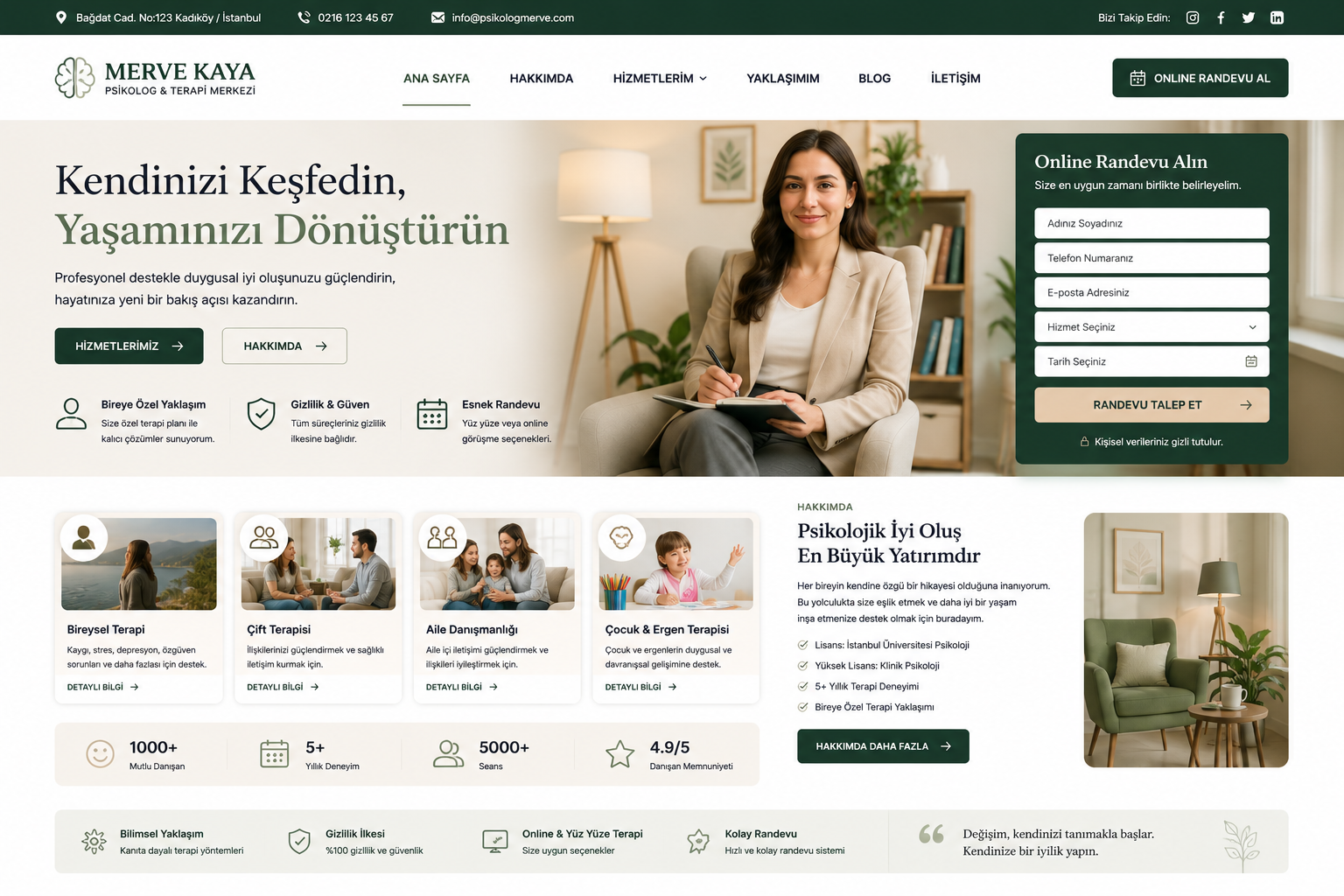 Hazır Psikolog / Terapi tasarımı - hazır web sitesi örneği