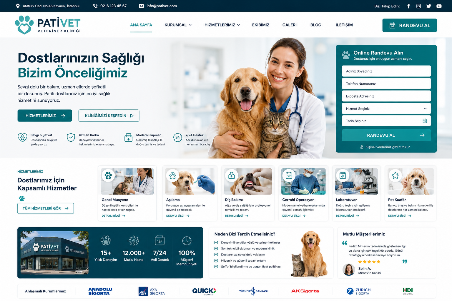 Hazır Veteriner Kliniği tasarımı - hazır web sitesi örneği