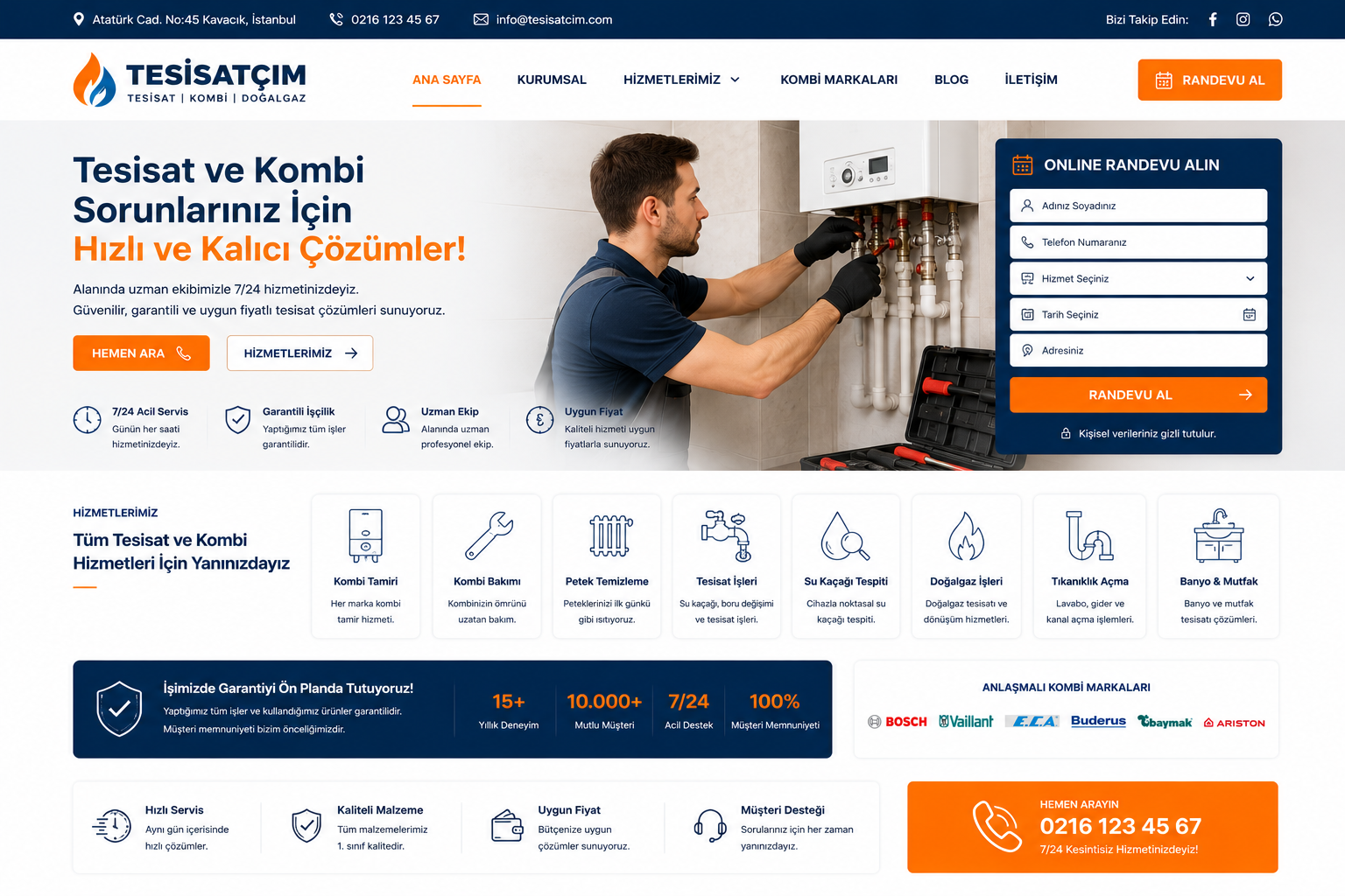 Hazır Tesisatçı / Kombi tasarımı - hazır web sitesi örneği