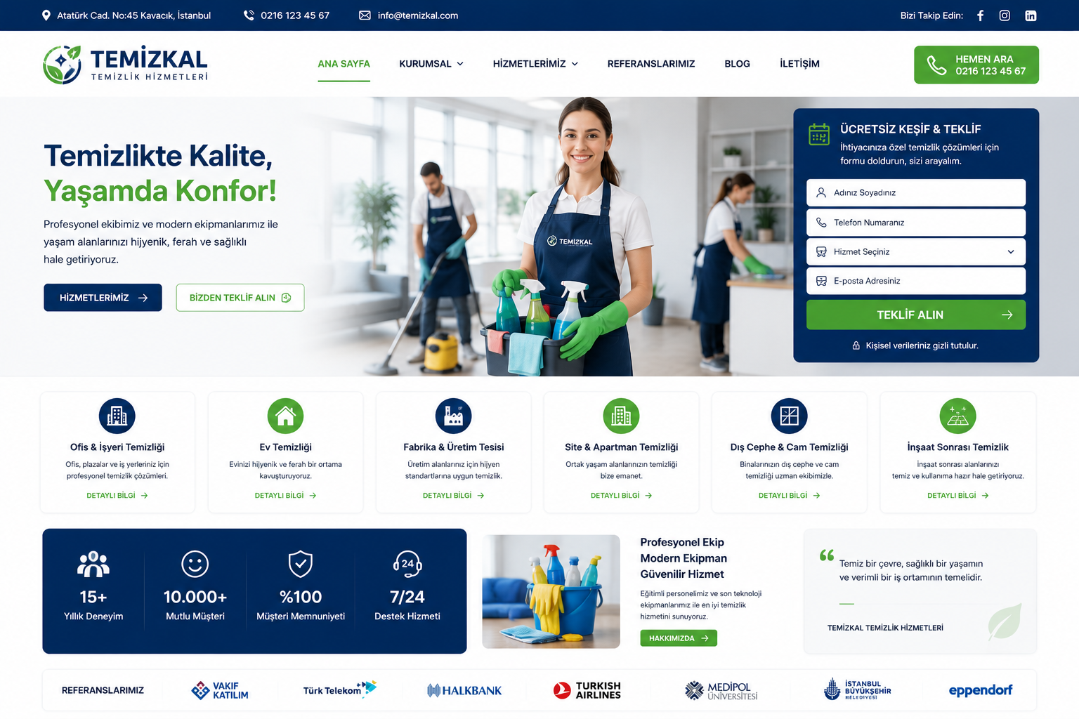 Hazır Temizlik Şirketi tasarımı - hazır web sitesi örneği