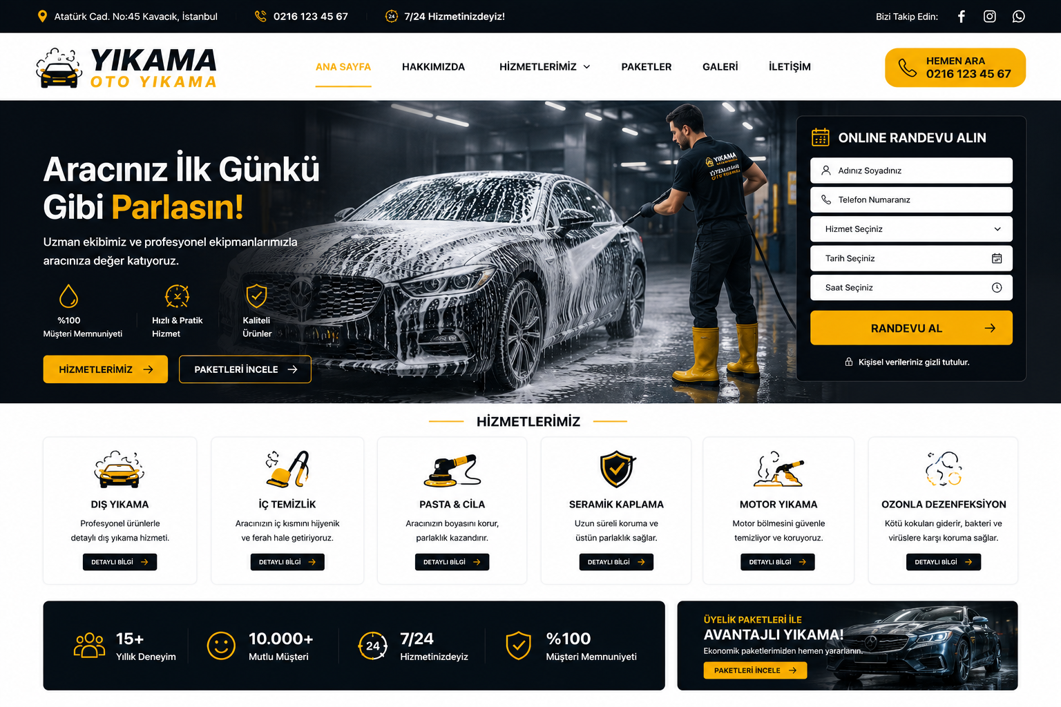 Hazır Oto Yıkama tasarımı - hazır web sitesi örneği