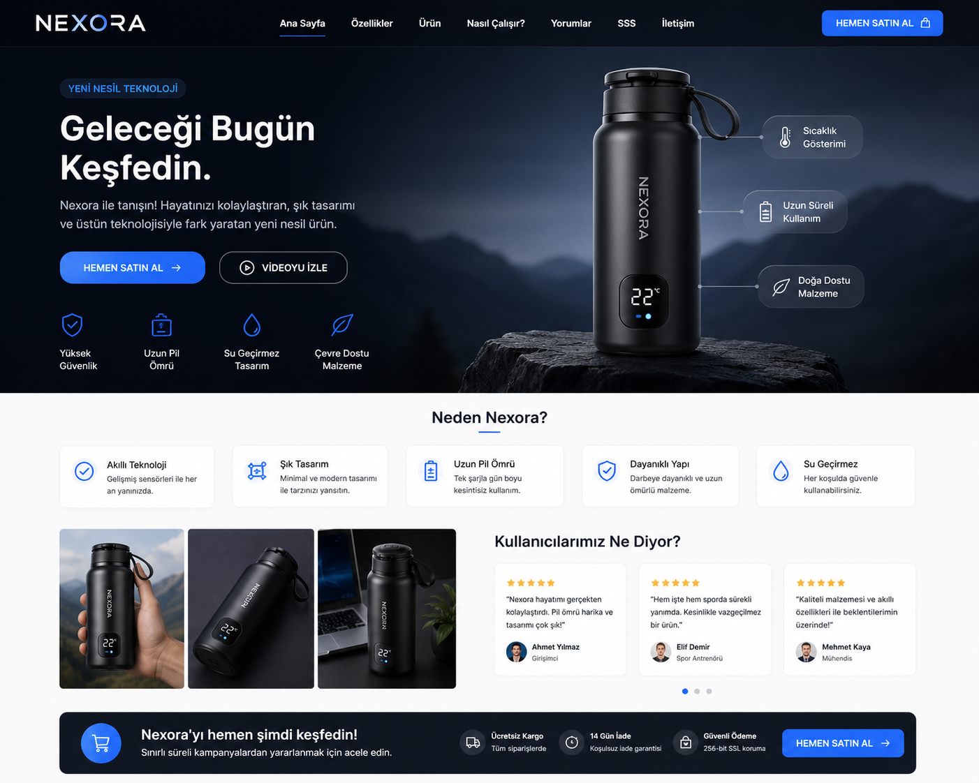Hazır Ürün Tanıtım Sitesi tasarımı - hazır web sitesi örneği