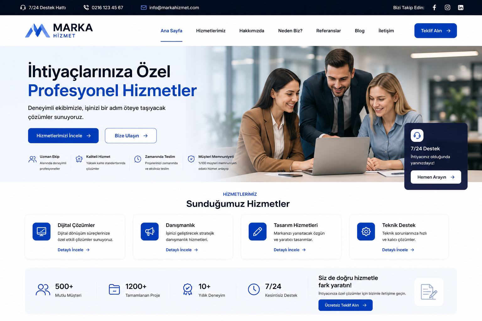 Hazır Hizmet Tanıtım Sitesi tasarımı - hazır web sitesi örneği