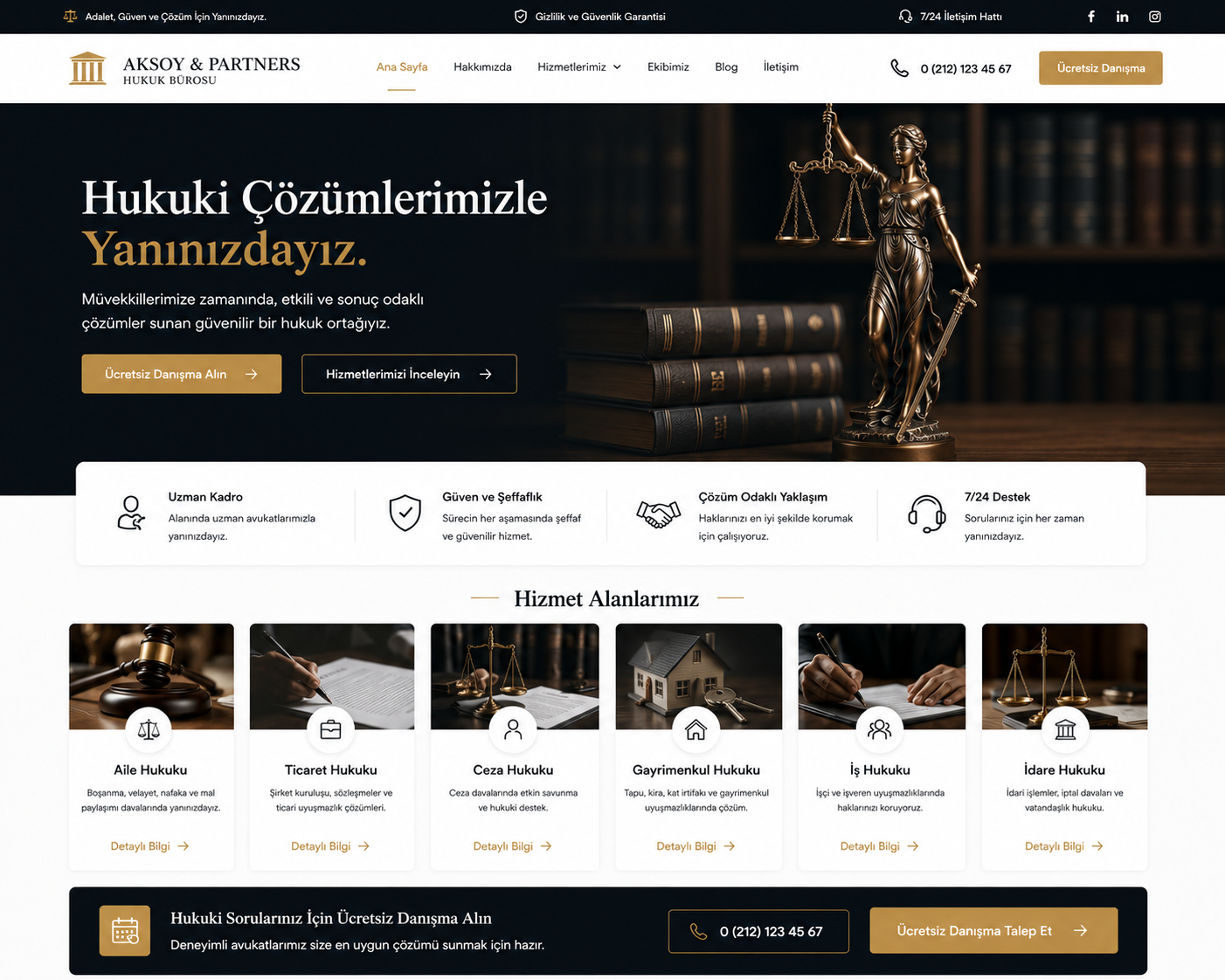 Hazır Hukuk Bürosu Sitesi tasarımı - hazır web sitesi örneği