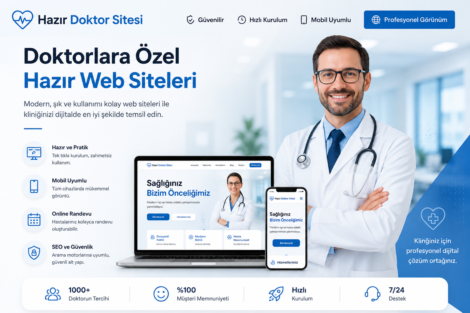 Hazır Doktor Sitesi tasarımı - hazır web sitesi örneği