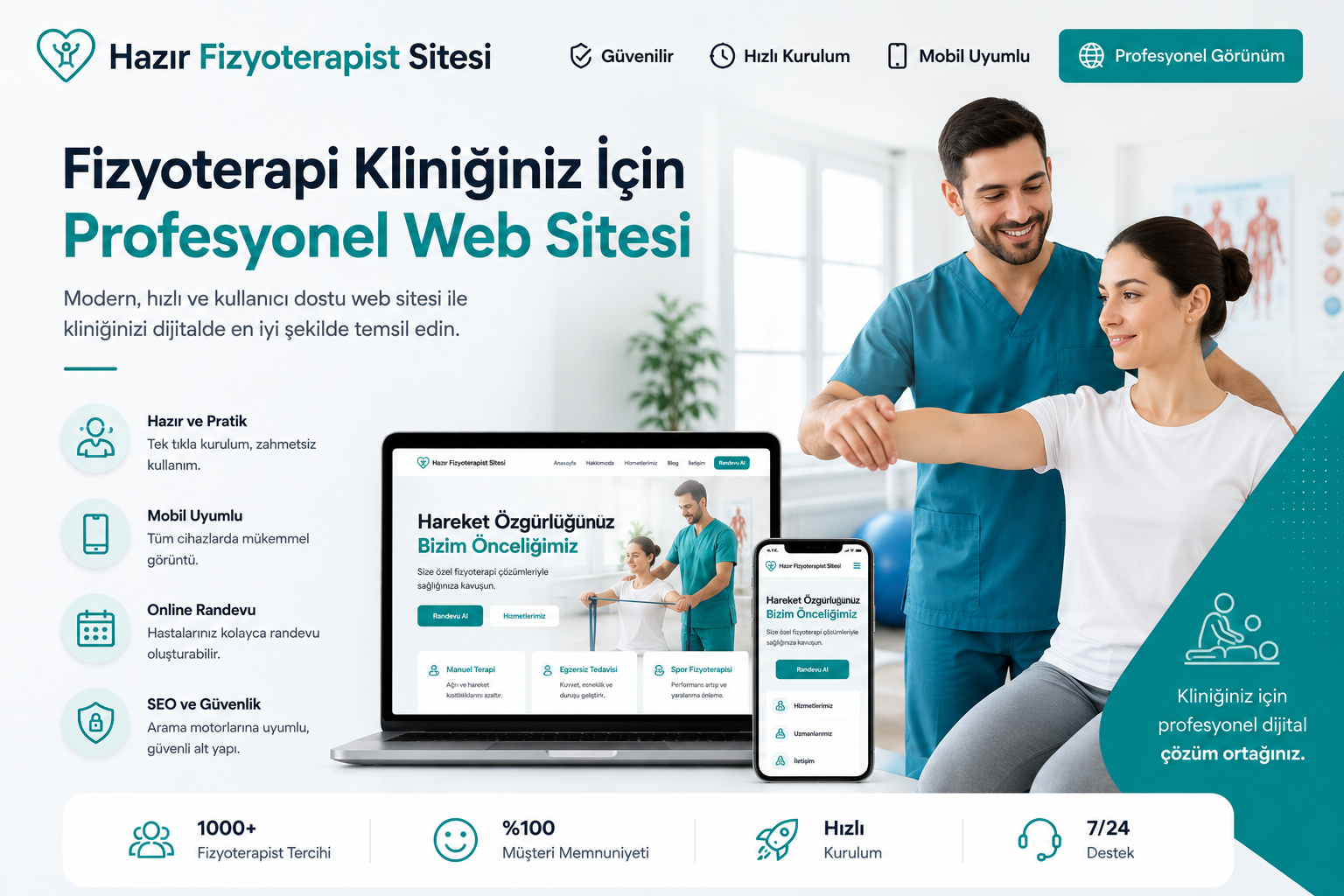 Hazır Fizyoterapist Sitesi tasarımı - hazır web sitesi örneği
