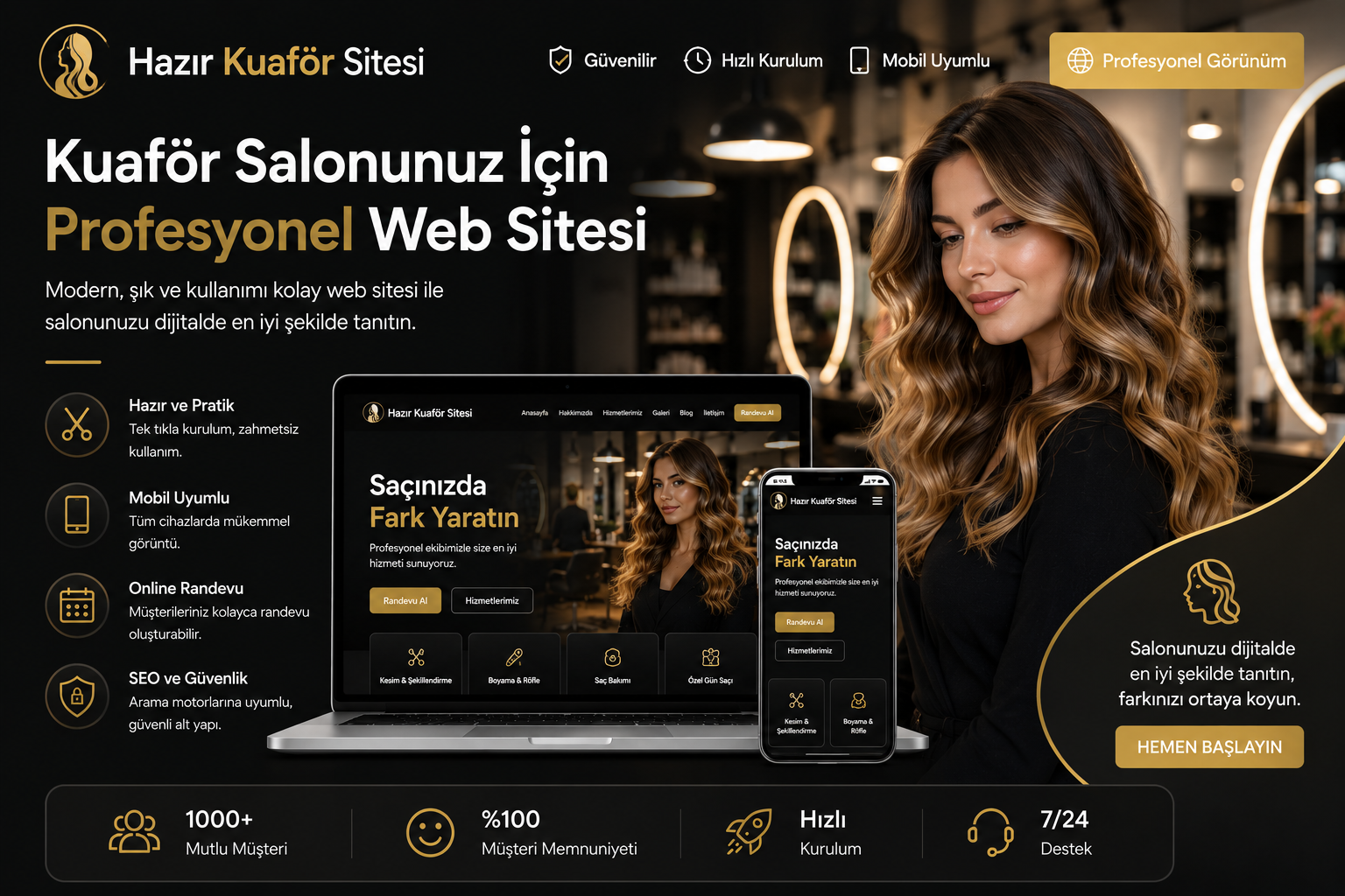 Hazır Kuaför Sitesi tasarımı - hazır web sitesi örneği