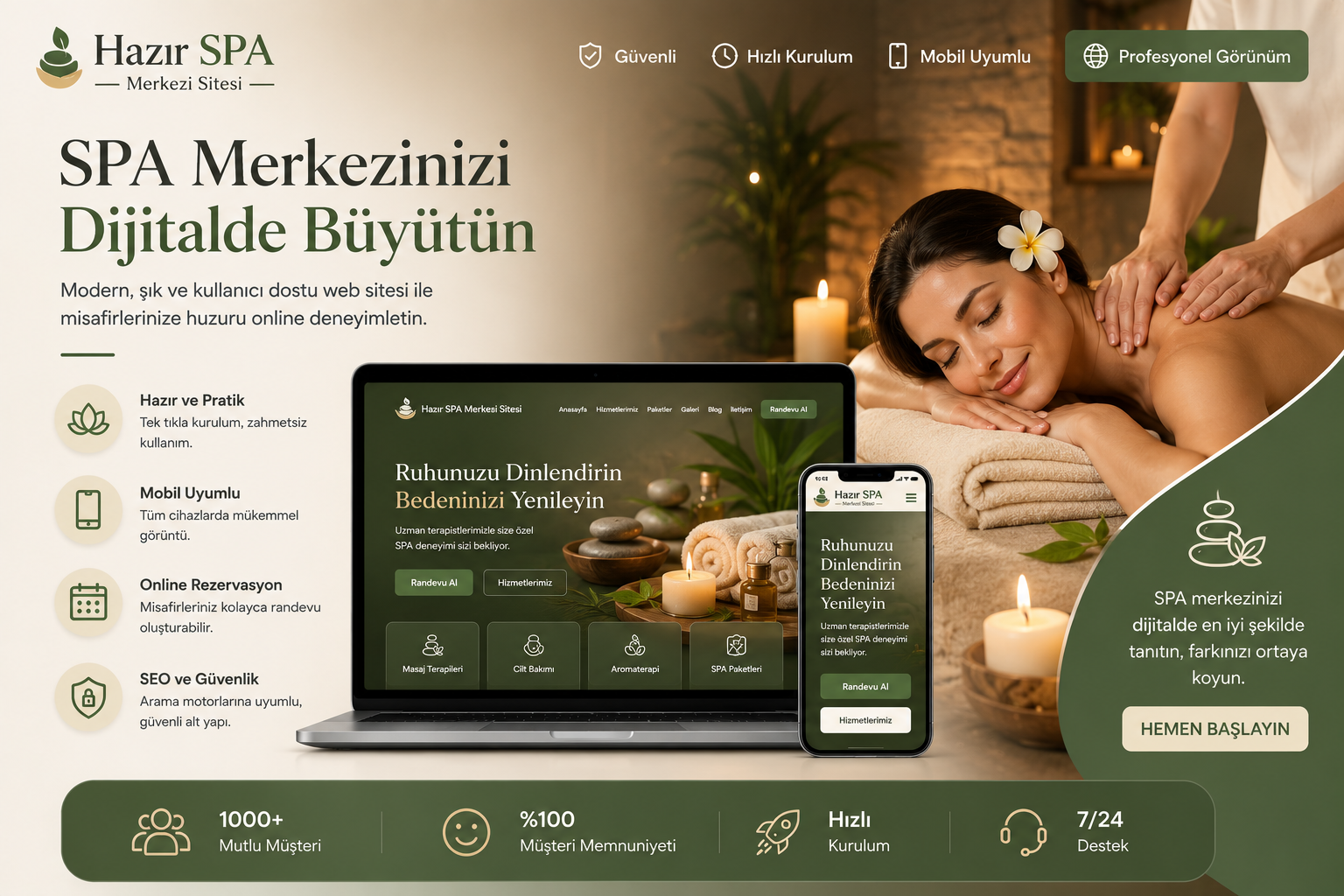 Hazır SPA Merkezi Sitesi tasarımı - hazır web sitesi örneği