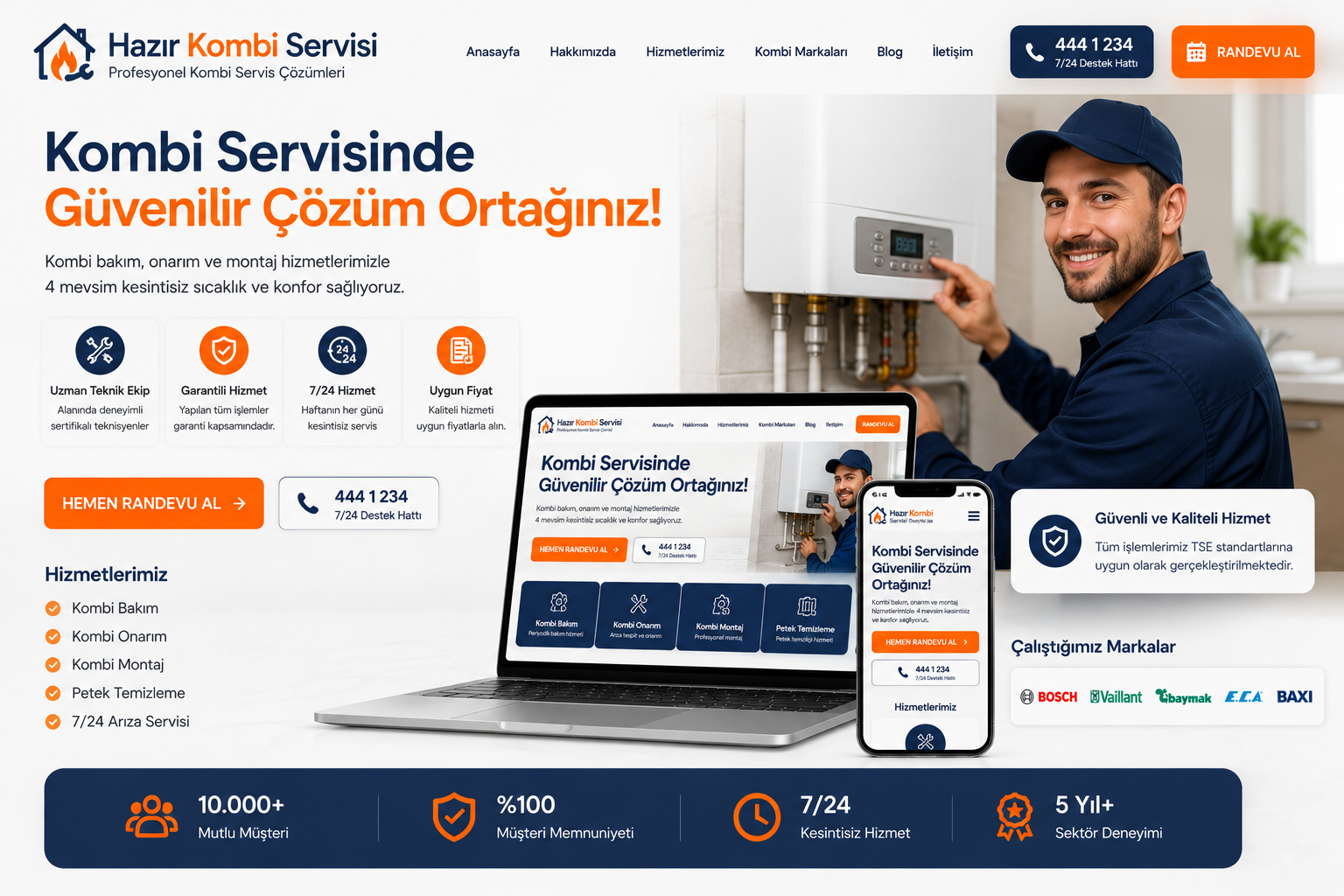 Hazır Kombi Servisi Sitesi tasarımı - hazır web sitesi örneği