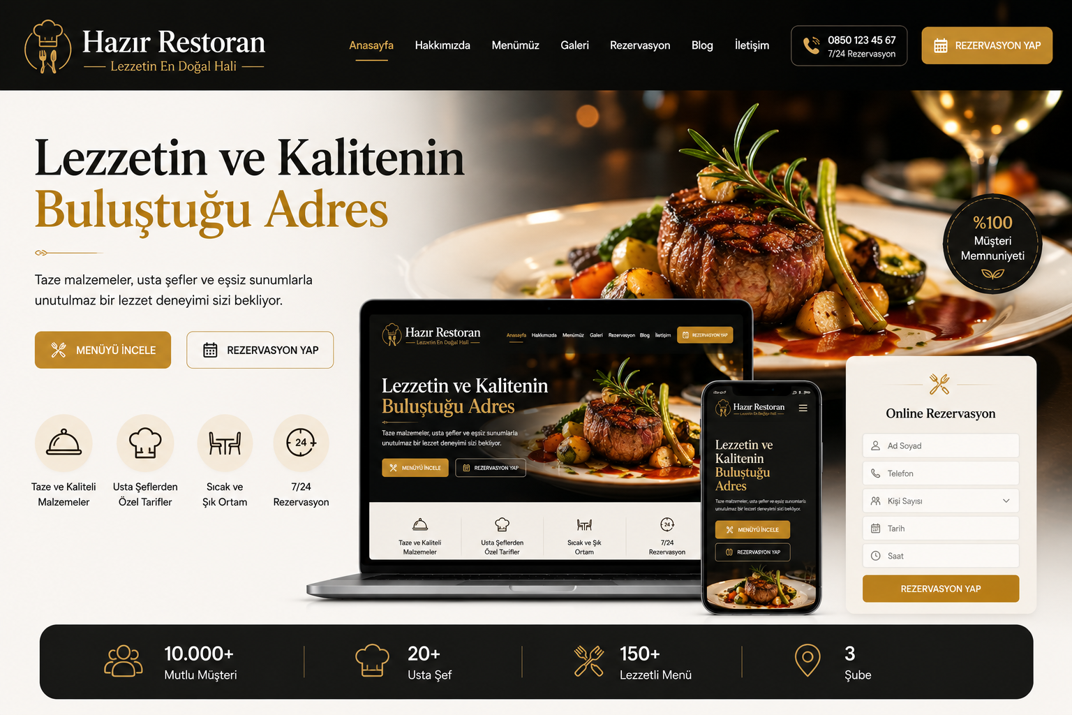 Hazır Restoran Sitesi tasarımı - hazır web sitesi örneği