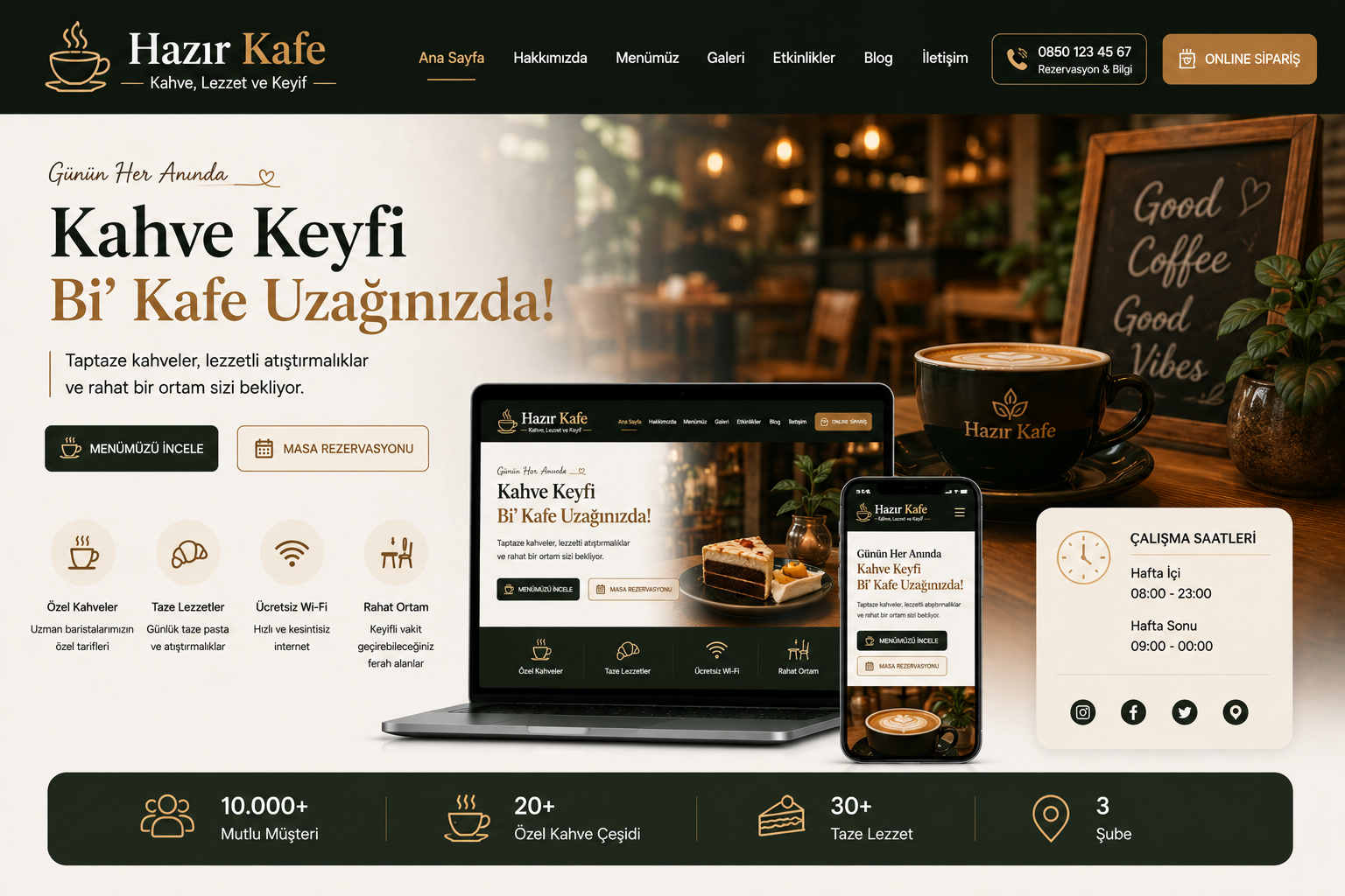 Hazır Kafe Sitesi tasarımı - hazır web sitesi örneği