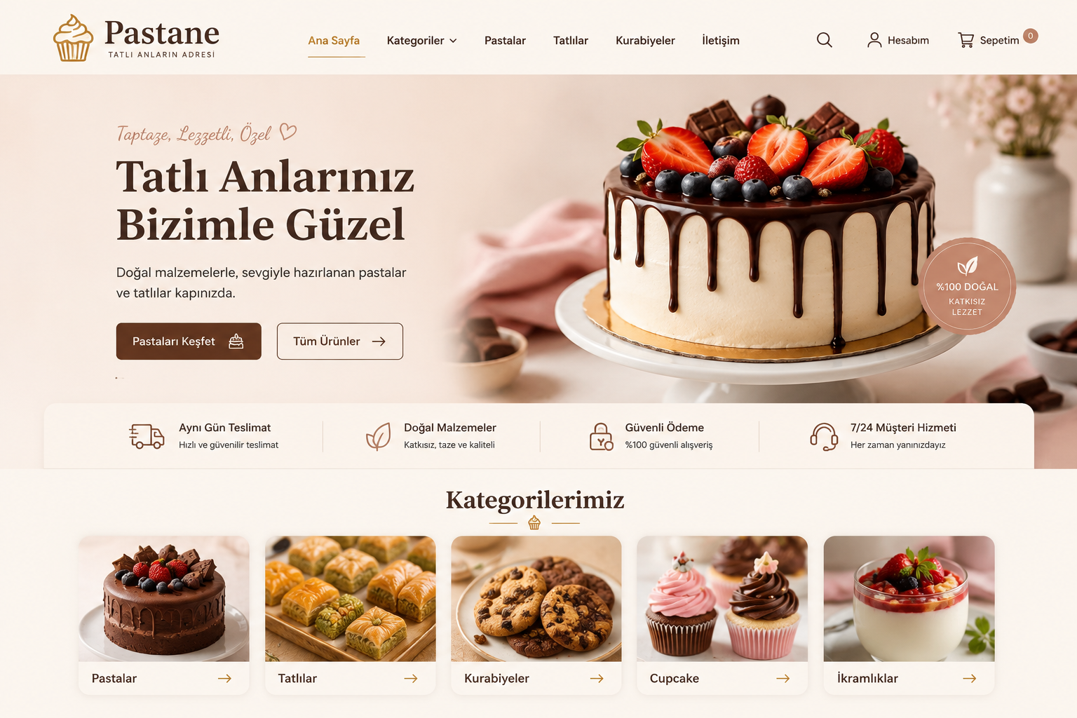 Hazır Pastane Sitesi tasarımı - hazır web sitesi örneği
