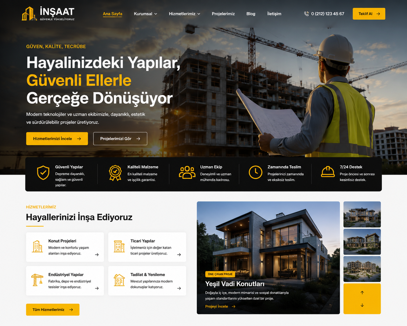 Hazır İnşaat Sitesi tasarımı - hazır web sitesi örneği