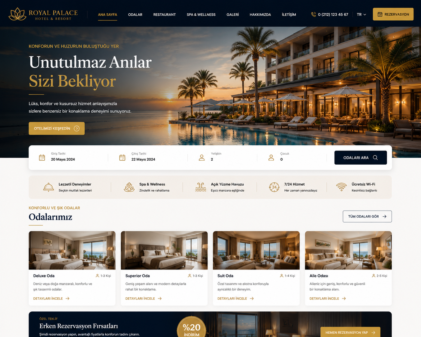 Hazır Otel Sitesi tasarımı - hazır web sitesi örneği