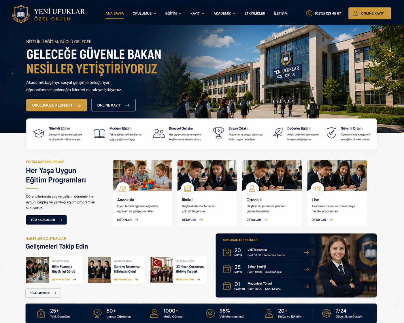 Hazır Özel Okul Sitesi tasarımı - hazır web sitesi örneği