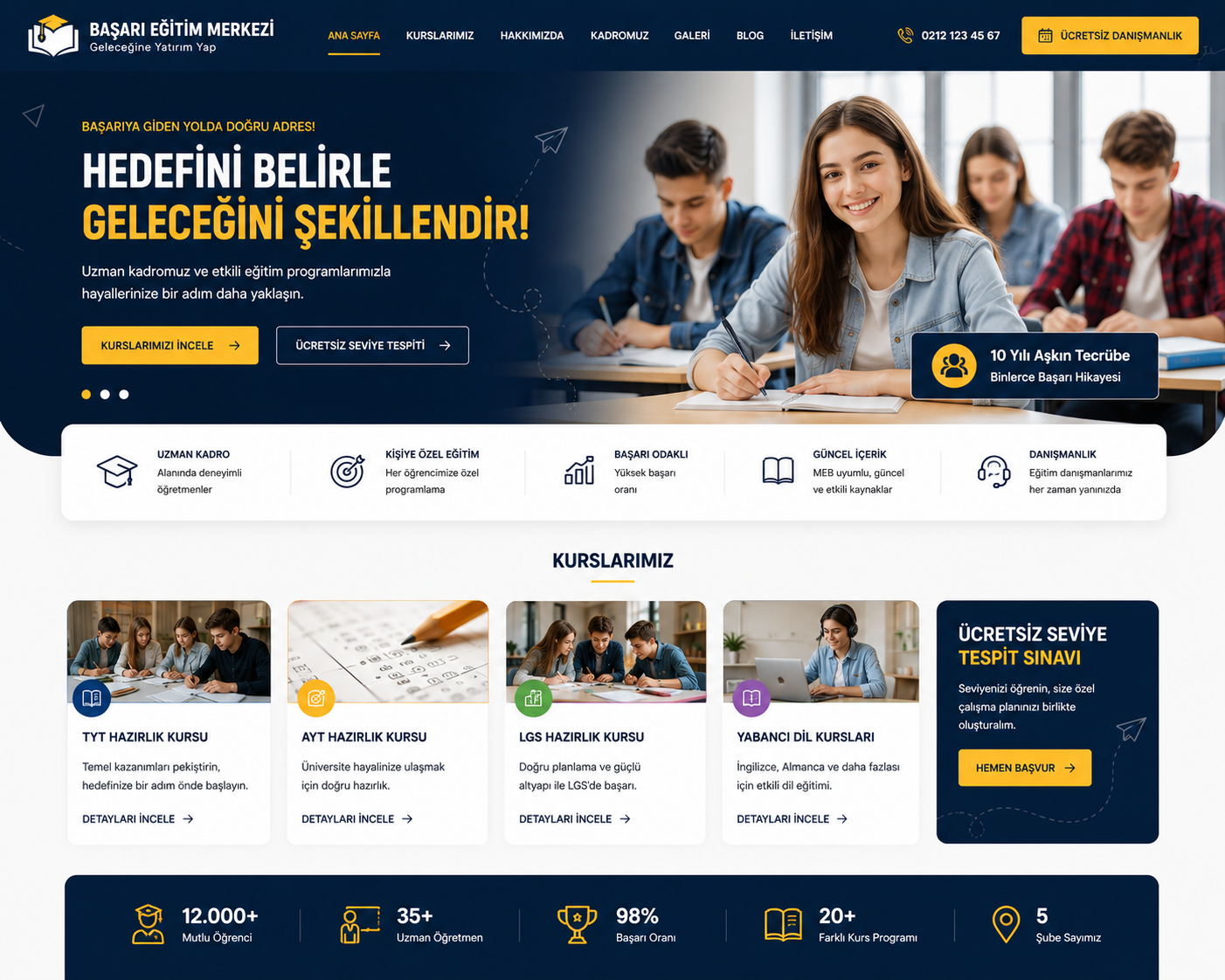 Hazır Eğitim Merkezi Sitesi tasarımı - hazır web sitesi örneği