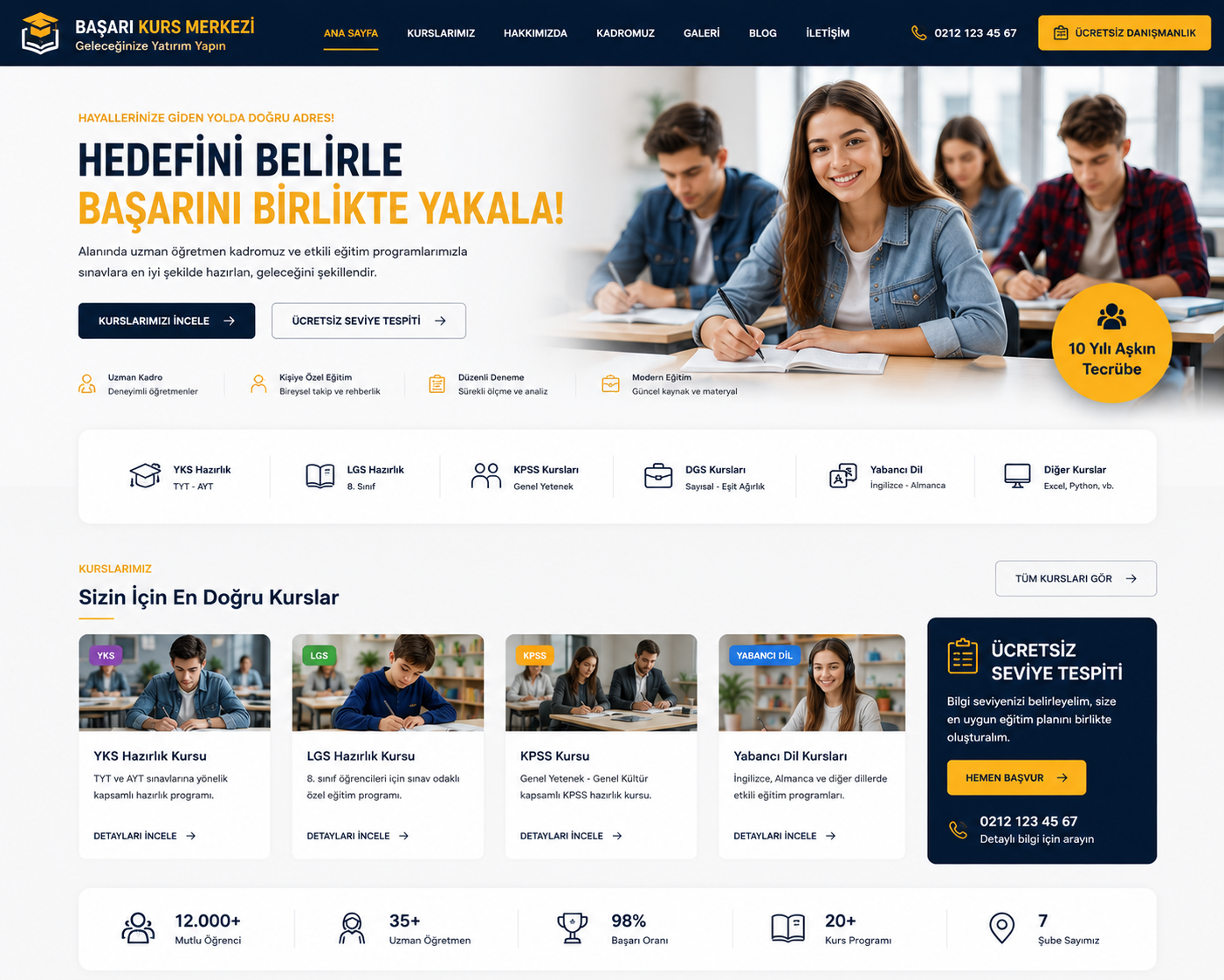 Hazır Kurs Merkezi Sitesi tasarımı - hazır web sitesi örneği